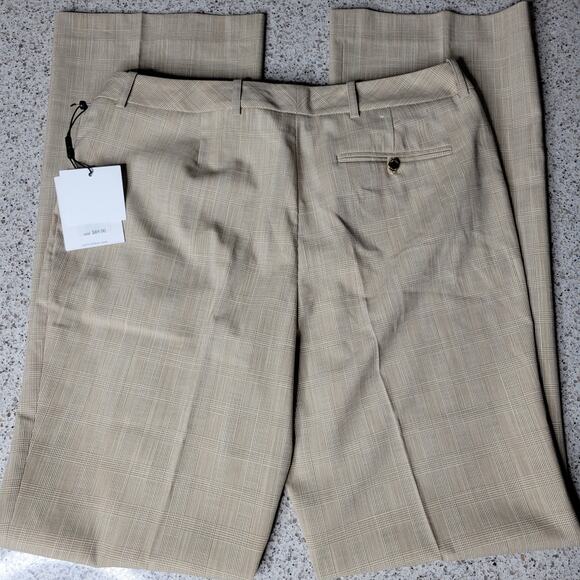 NWT Calvin Klein Suits Modern Fit Beige Plaid High Rise Straight Dress Pants✨️6 - Picture 3 of 13